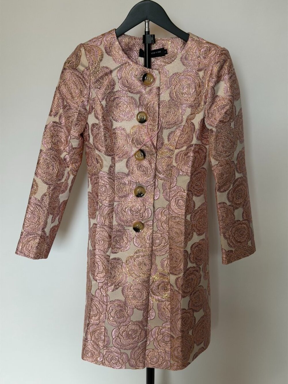 NWT Vintage Pink Rose Brocade Floral Coat - Picture 2 of 9